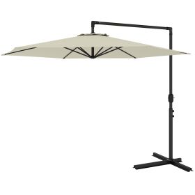 Outsunny 9.5FT Offset Patio Umbrella with Crank Cross Base Round Hanging Cantilever for Pool Backyard Deck Garden