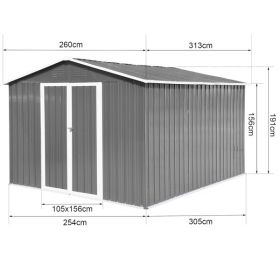 Metal garden sheds 10ftx8ft outdoor storage sheds Grey