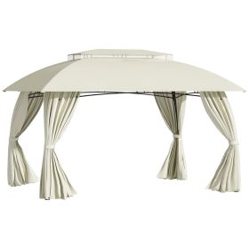10' x 13' Patio Gazebo Canopy, Double Vented Roof, Steel Frame, Curtain Sidewalls, Outdoor Sun Shade Shelter for Garden, Lawn, Backyard, Deck,, B (Color: as Pic)