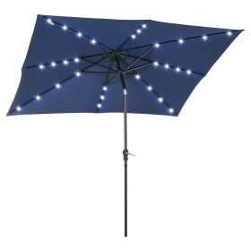Outsunny 9' x 7' Solar Umbrella, LED Lighted Patio Umbrella for Table or Base with Tilt & Crank, Outdoor Umbrella for Garden, Deck, Backyard, Poo (Color: as Pic)